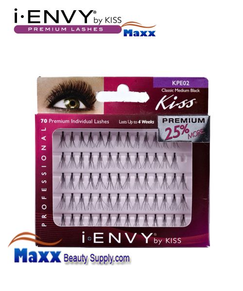 4 Package - Kiss i Envy Individual Eyelashes - KPE02 - Classic Flare Medium Black